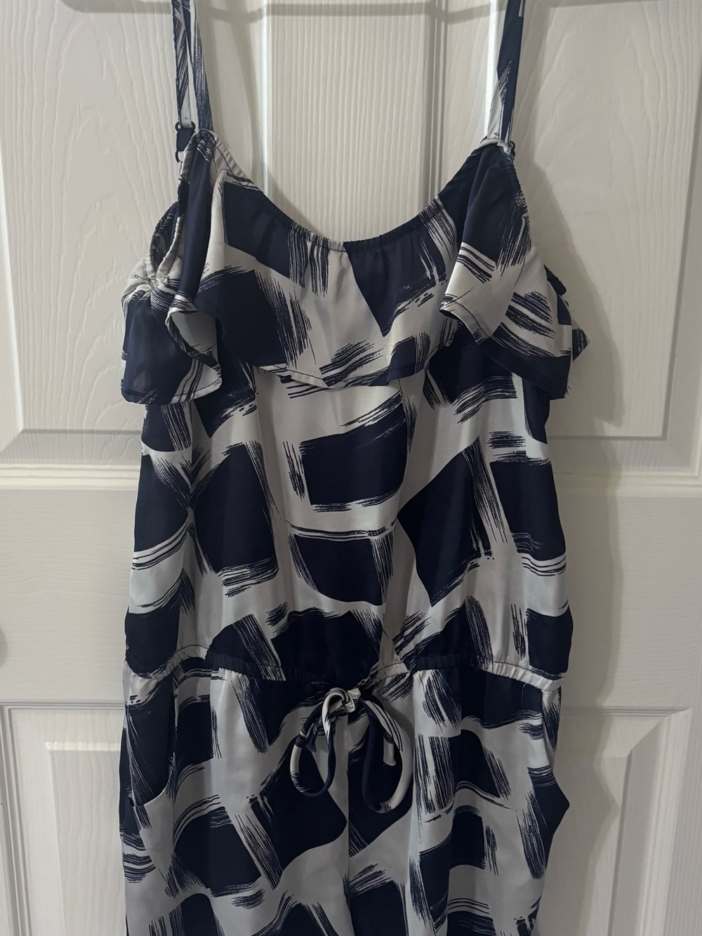 Black and grey Brushstroke Print Sleeveless Romper